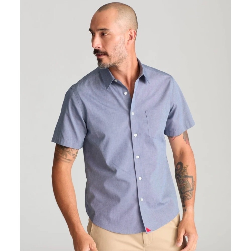 UNTUCKit Petrus Blue Wrinkle Free Short Sleeve Button Down Shirt M 100% cotton
